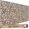 triosk sichtschutz balkon deko plane balkonblende blickdicht mit motiv bruchstein mauer optik hell fuer garten terrasse gartenzaun balkonverkleidung blickschutz pvc gross 200x100 cm