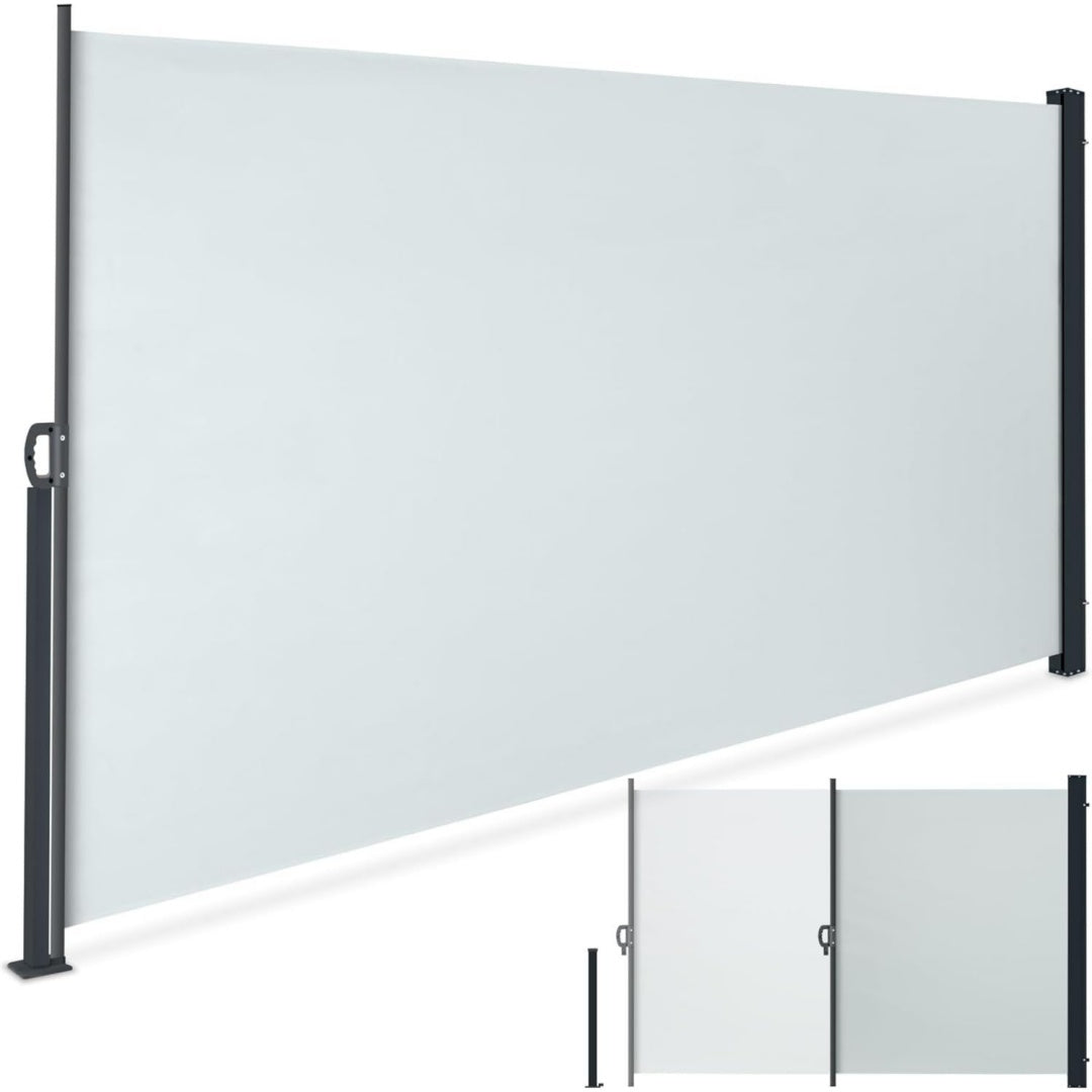 ausziehbare seitenmarkise 160 x 300 cm wetterfest blickdicht mit aufrollmechanismus schutz vor sonne wind seitenrollo seitenschutzmarkise seitenschutz seitenmarkisen - grau