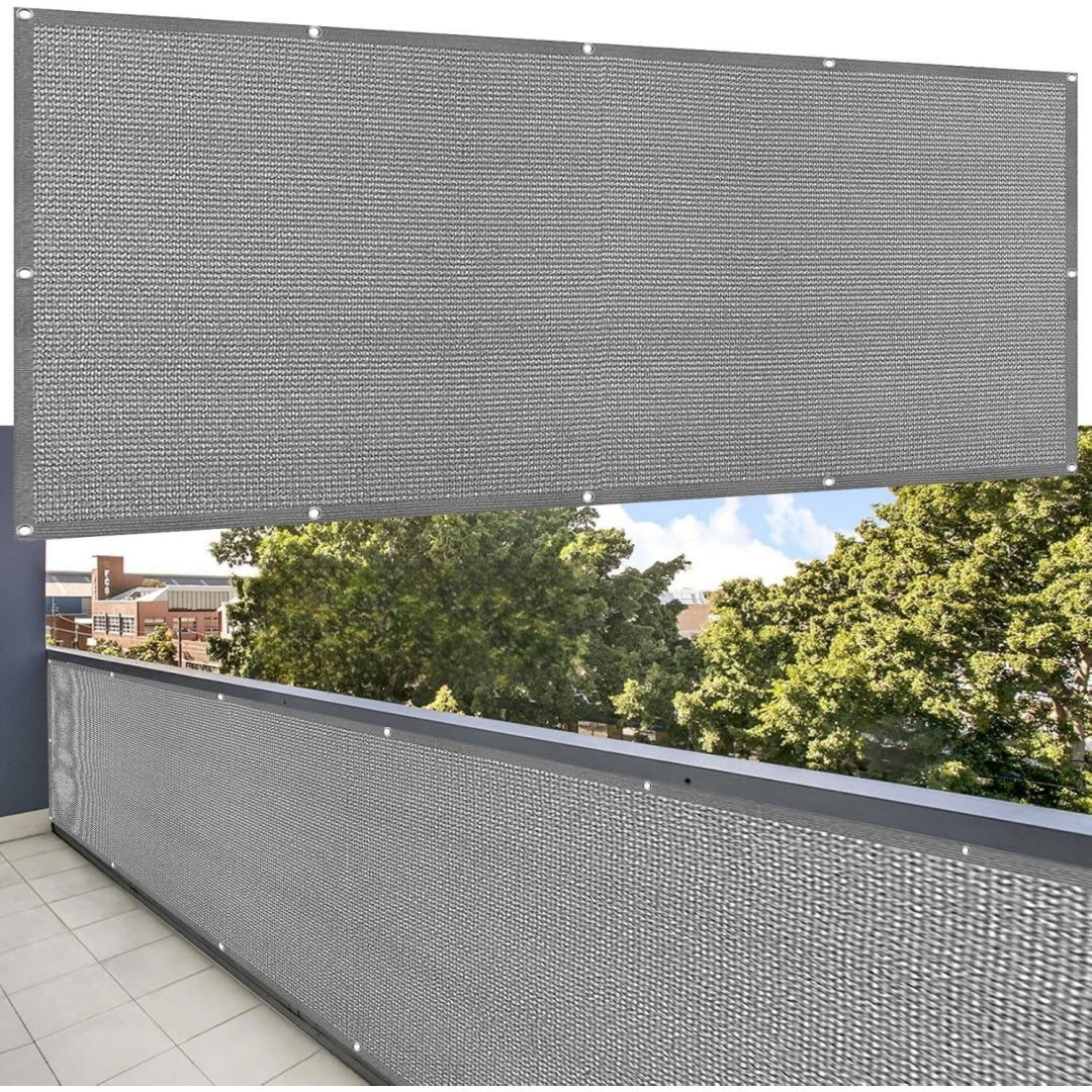balkon sichtschutz ohne bohren 50 x 550 cm uv-schutz windschutz balkonbespannung balkonumrandung mit oesen kabelbinder und kordel fuer garten balkon zaun terrassen hellgrau