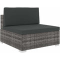 mittelsofa mit auflagen 1 stk gartenmoebel sofa gartensofa rattansofa rattanmoebel lounge poly rattan grau stahlrahmen 70x70x525cm