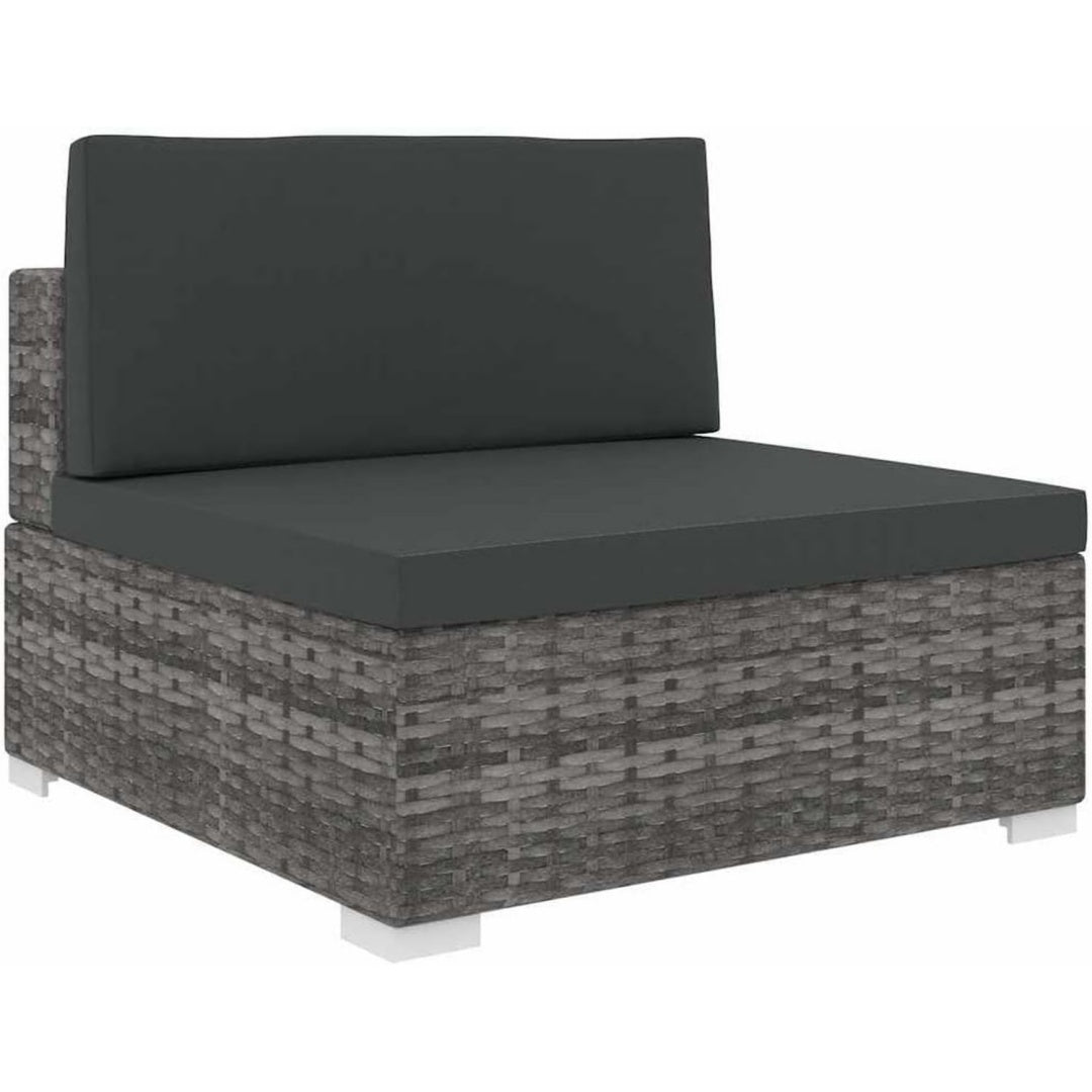 mittelsofa mit auflagen 1 stk gartenmoebel sofa gartensofa rattansofa rattanmoebel lounge poly rattan grau stahlrahmen 70x70x525cm