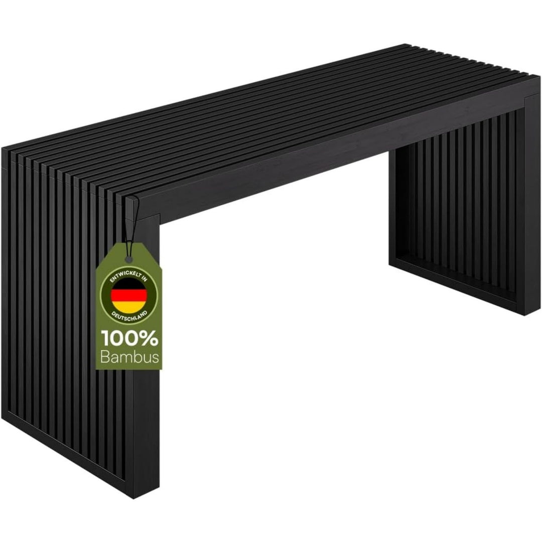 bellamio sava sitzbank 45x33x100 cm aus bambus schwarz stabile holzbank moderne bank fuer flur esszimmer schlafzimmer wohnzimmer badezimmer garderobenbank zu 250 kg belastbar bettbank