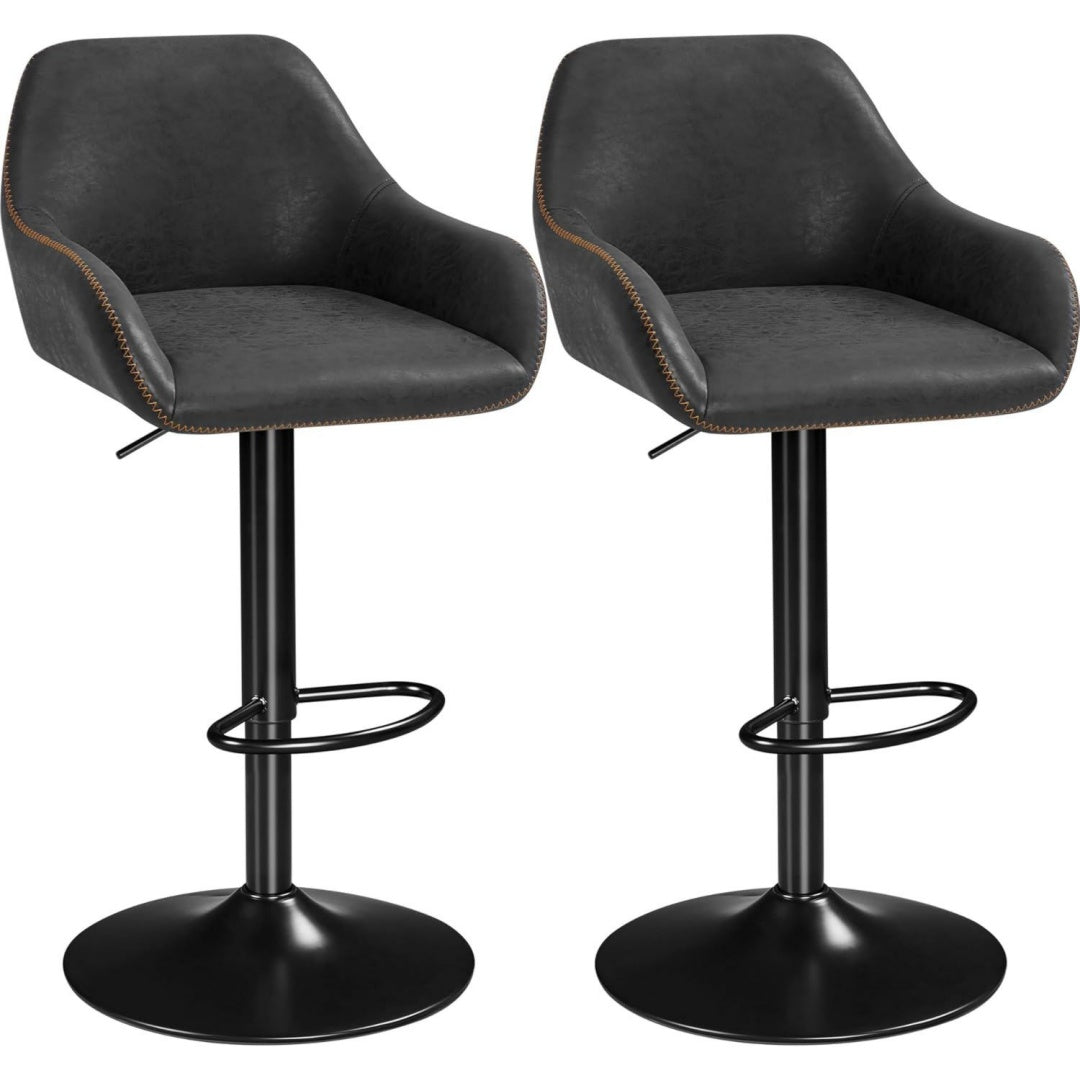 yaheetech barhocker 2er set hoehenverstellbare barstuehle drehstuhl schwarz 88 108 cm hoehenverstellbar mit rueckenlehne 360 drehbar bistrohocker aus kunstleder fuer kueche theke bar