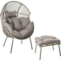 beliani gartensessel mit hocker pe rattan auflagen grau boho-stil murano