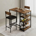 3-teiliges bartisch set essgruppe mit 2 gepolsterten stuehlen 3 grosse ablagefaecher kueche bar table tisch hochtisch mit stauraum kuechentisch bistrotisch esszimmer-set