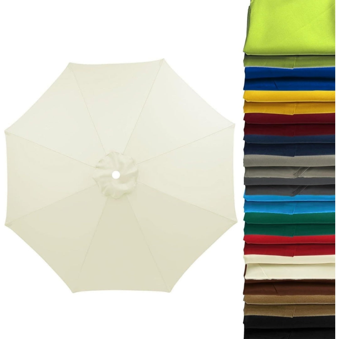 sonnenschirm ersatzbezug 2m-4m fuer 68 streben uv50 windfest wasserdicht leichtgrauer premium stoff fuer garten terrasse strand pool