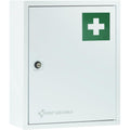 first aid only medizinschrank weiss mit 2 faechern abschliessbarer apothekerschrank aus metall zur medikamenten aufbewahrung medikamentenschrank als haengeschrank 37 x 30 x 14 cm p-10200 00