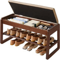 aibiju schuhbank aus massivholz 2-stoeckiges schuhregal mit verstecktem stauraum 80 cm grosser aufbewahrungs-organizer aus holz fuer eingangsbereich flur wohnzimmer walnussfarbe yd-wd061b