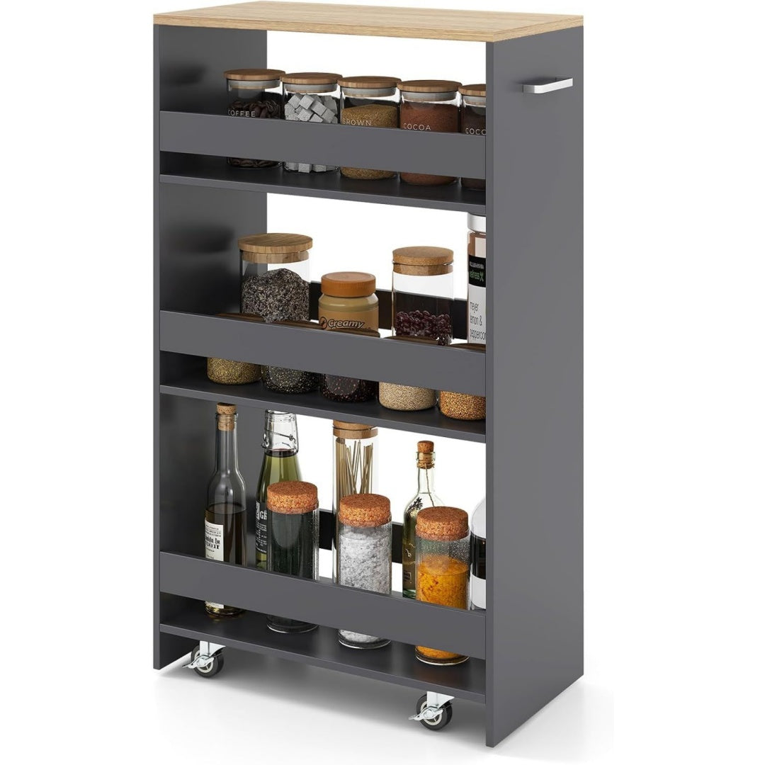 nischenregal 25 cm breit kuechenregal kuechenschrank kuechenwagen nischenschrank nischenwagen auf rollen badregal rollwagen holz 4 etagen schmales regal fuer kueche 475 x 25 x 805 cm